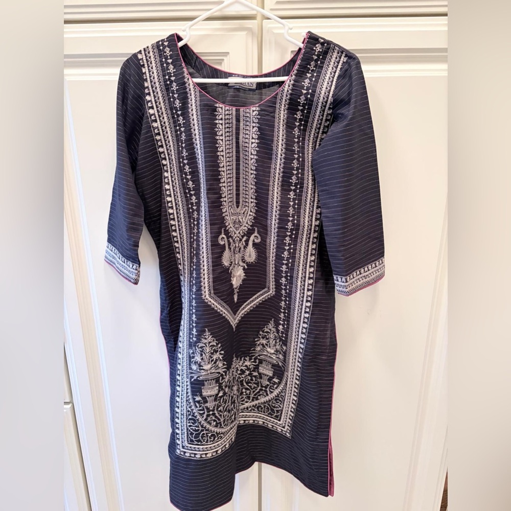 Elegant Black and White Embroidered Dress
